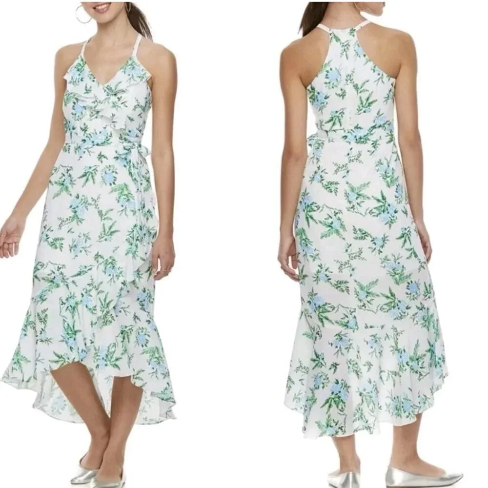 Disney | Dresses | Disney Princess Dress Women Xs Floral Faux Wrap Ruffles  Fairy Feminine Cottage | Poshmark